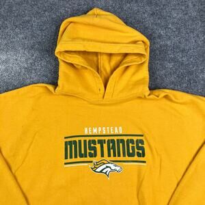 Gildan Mustard Hoodie with Green Mustangs Design